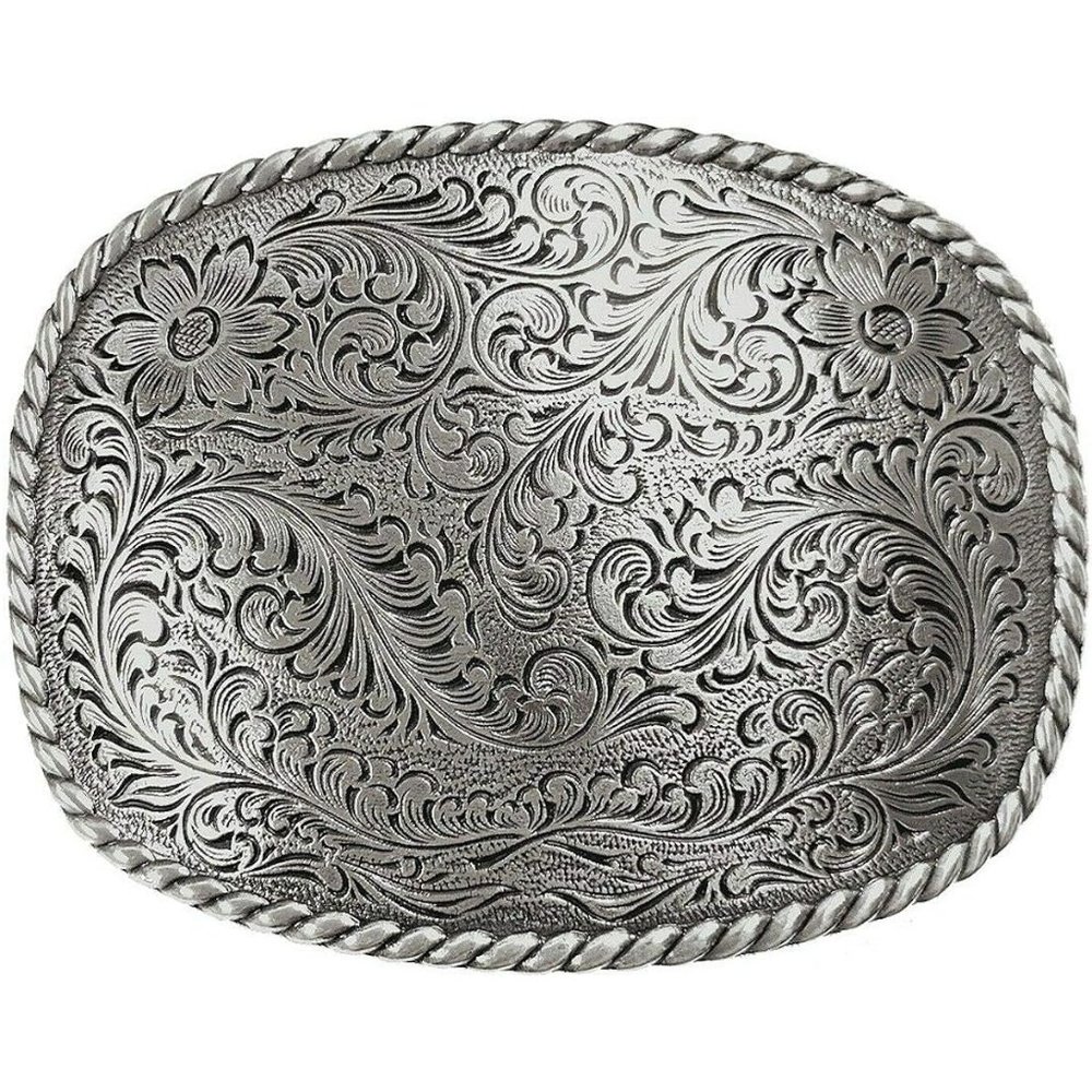 Western Floral Engraved Edge Design Fits 1-1/2"(38mm) Wide Belt Buckle Belt